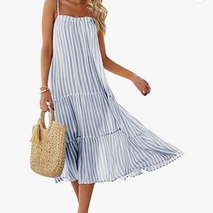 Summer Spaghetti Striped Swing Dress